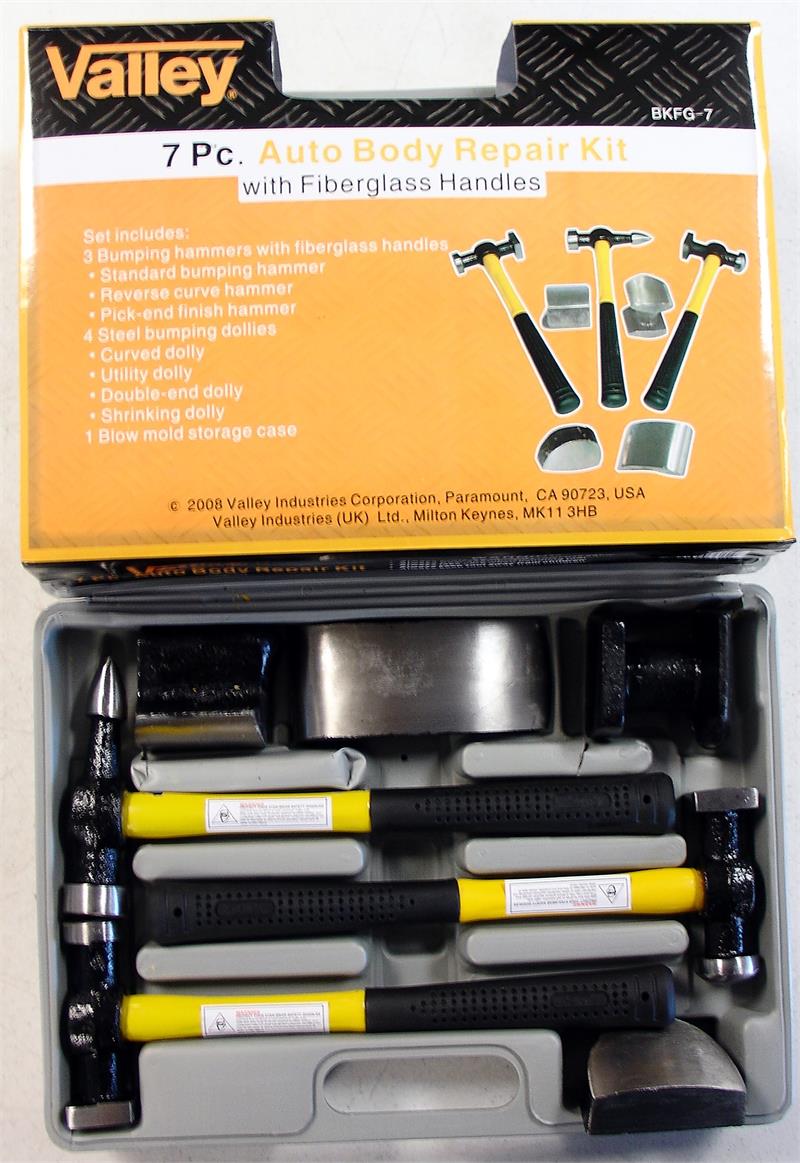 7-Piece Auto Body Repair Kit with Fiberglass Handle & Case 