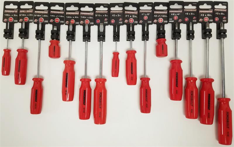 15-Piece Professional SCREWDRIVER Set with Magnetic Tips (1/8 - 5/16 Slotted & #0 - #3 Phillips