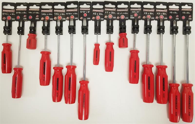 ''15-Piece Professional SCREWDRIVER Set with Magnetic Tips (7 Slotted, 8 Phillips) -CHROME VANADIUM-''