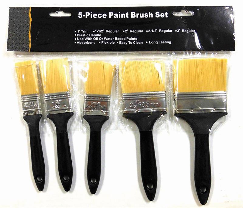''5-Piece PAINT Brush Set (1, 1-1/2, 2, 2-1/2 & 3) -CASE PACK ONLY-''