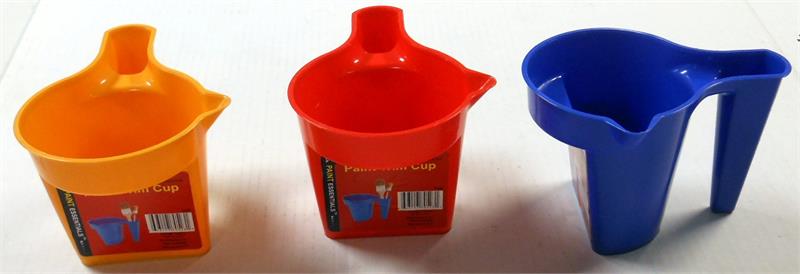 18-Ounce PAINT & Trim Cup with Built-In Brush Holder RED/BLUE/YELLOW