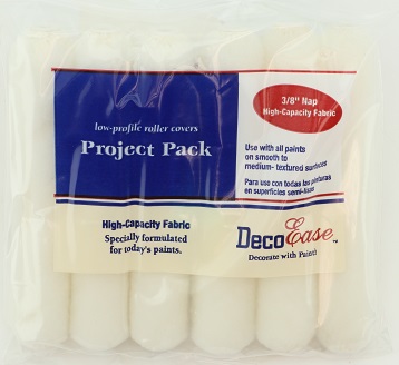 6PC 6 ROLLER COVERS MINI 3/8 NAP WHITE WITH END CAP USA
