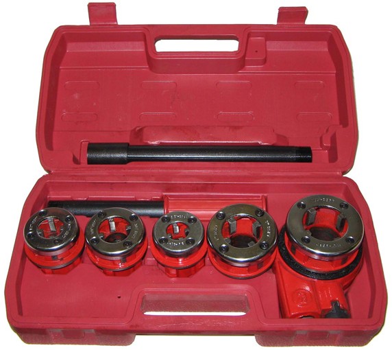 9-Piece Ratcheting PIPE Threader with Plastic Case