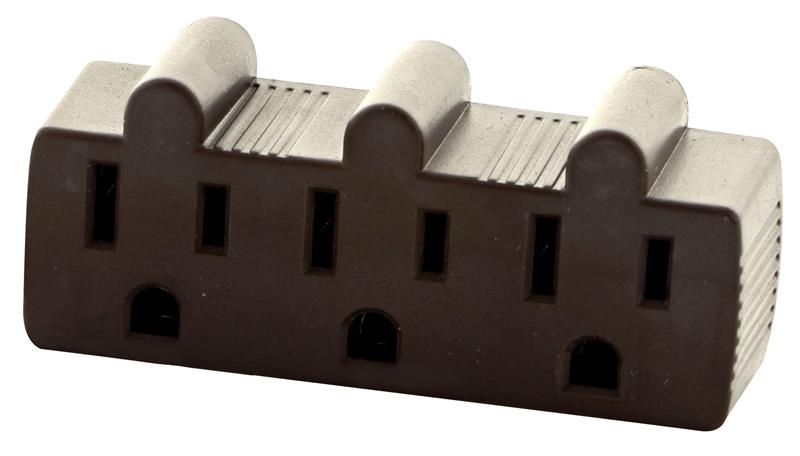 3-TO-1 Outlet Adaptor with Ground DARK BROWN