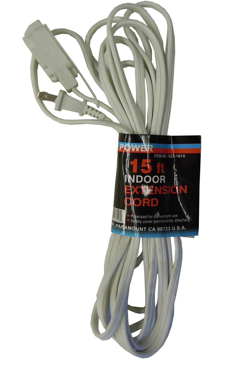 15' Indoor Extension Cord 16/2 WHITE