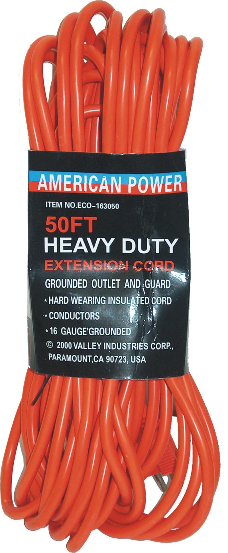 50' Heavy Duty Extension Cord 16/3 ORANGE *UL LISTED*