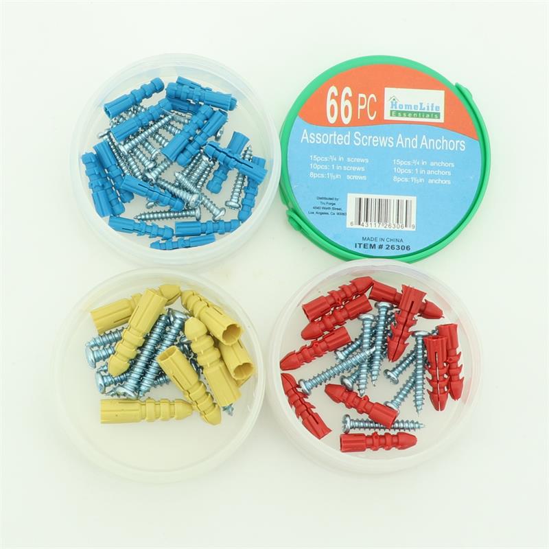 SCREWS AND ANCHORS 66PC WITH STORAGE CONTAINER