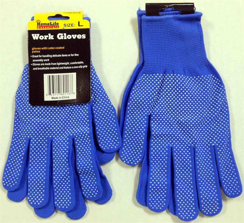 Large Work GLOVES with PVC Dots BLUE