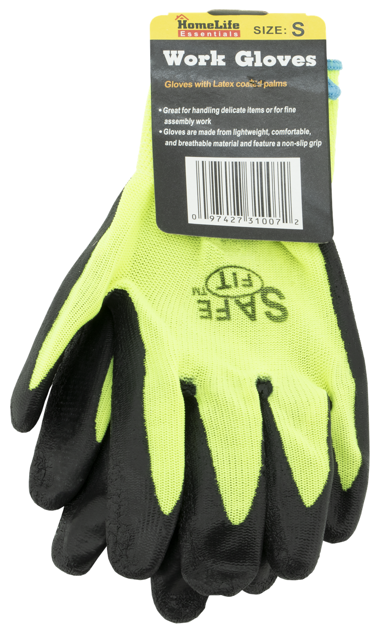 WORK GLOVES SMALL LATEX COATED PALMS YELLOW 