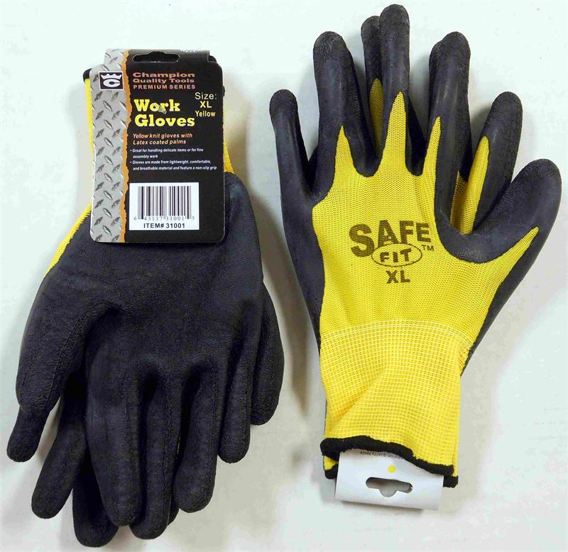 X-Large Latex Coated Work GLOVES YELLOW
