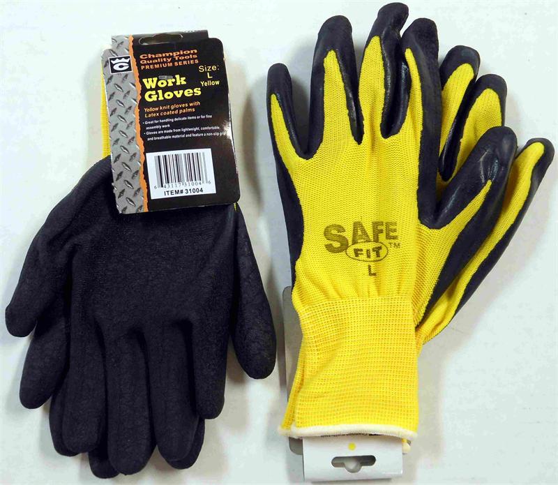 Large Latex Coated Work GLOVES YELLOW