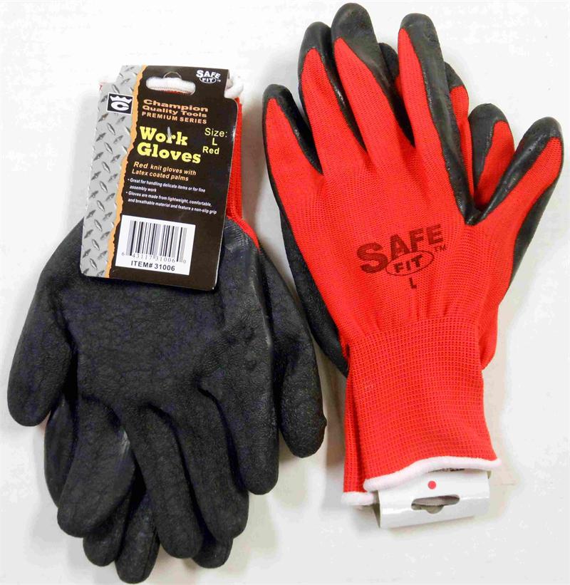 Large Latex Coated Work GLOVES RED