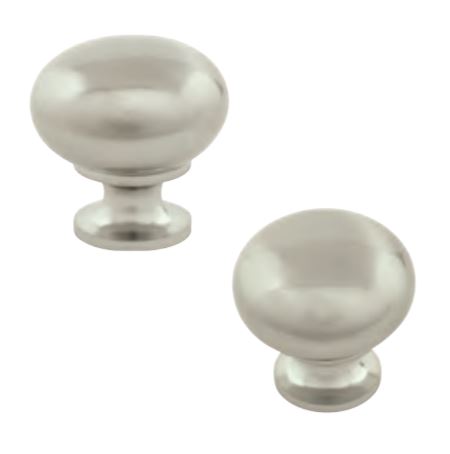 1-1/4 Round Hollow Brass Knob Cabinet with Satin-Nickel Finish