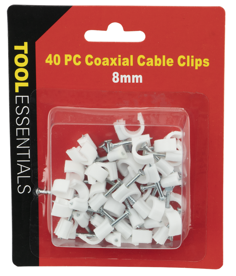 ''CABLE CLIPS 40PC PLASTIC, WHITE W/NAILS ''