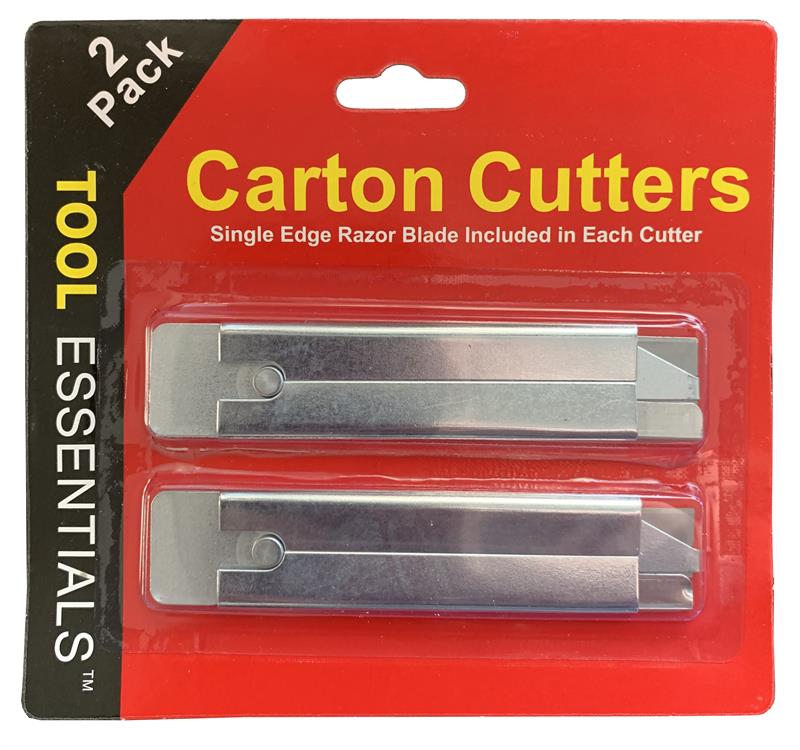 Carton Cutters with Single Edge RAZOR Blades (2-Piece Pack)