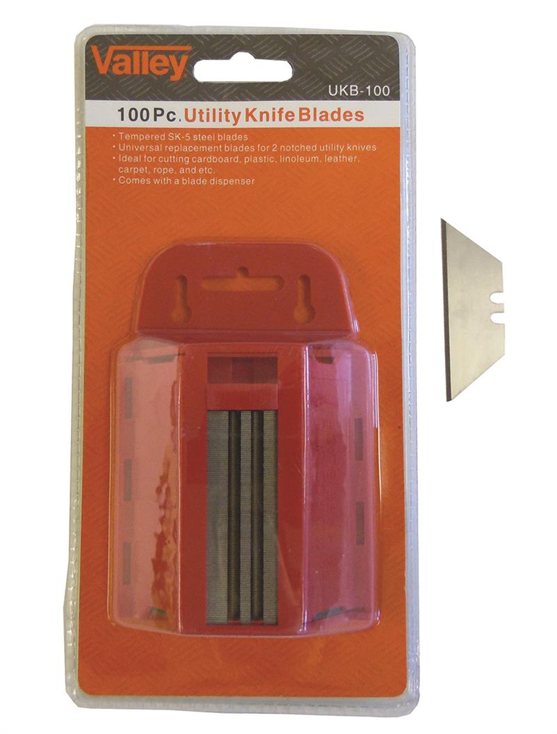 Blades For Utility KNIVES with Plastic Dispenser (100-Piece Pack)