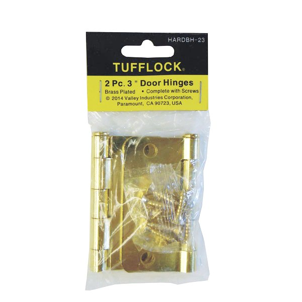 3 Butt-Style Hinge with SCREWS (2-Piece Pack) BRASS