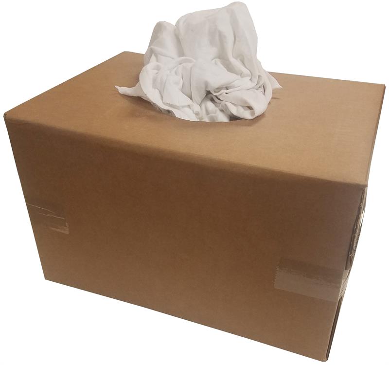 Rags/Wipers Made of T-SHIRT Material (10Lb. Box) PREMIUM WHITE