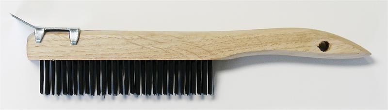 4-Row SHOE Wire Brush with Scraper & Wood Handle