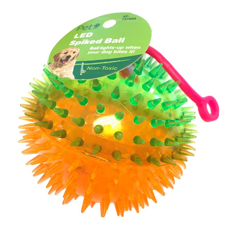 ''DOG TOY, LED SPIKE BALL, ASST COLORS''