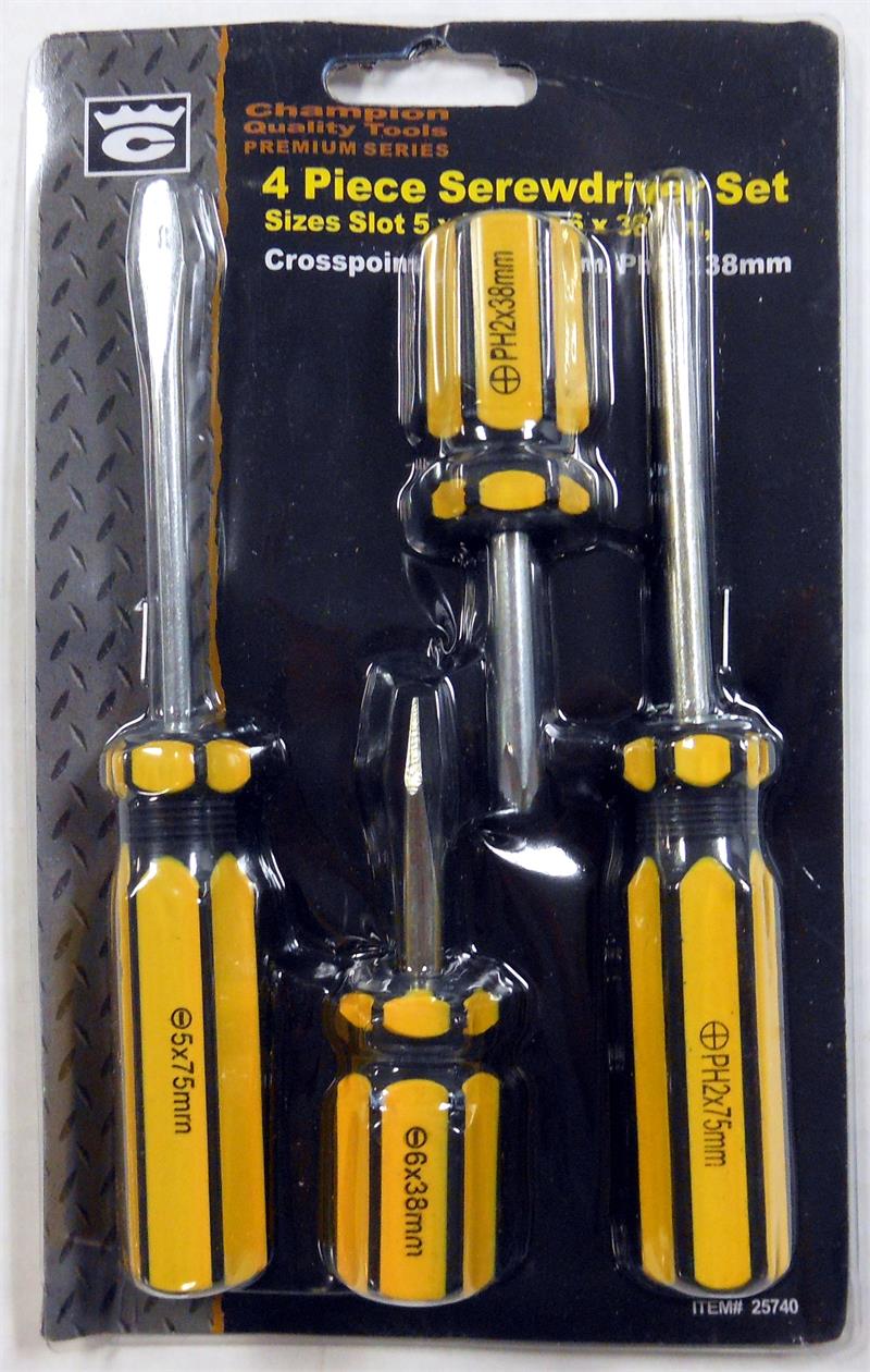 4-Piece SCREWDRIVER Set (Phillips & Slotted)