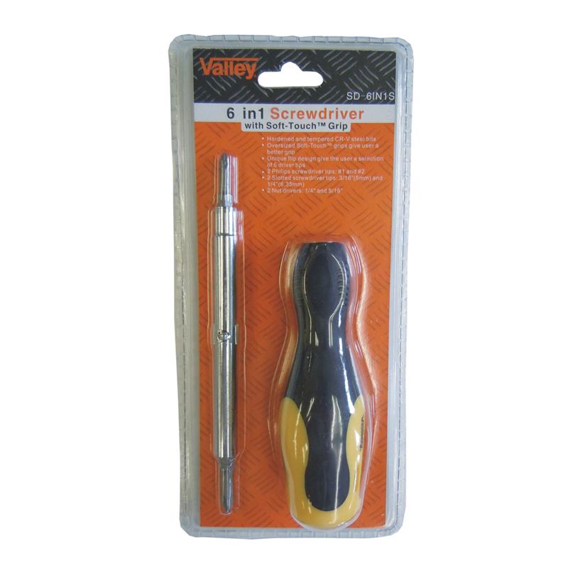 6-IN-1 SCREWDRIVER with Soft Grip Handle