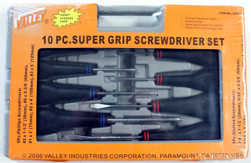 10-Piece SCREWDRIVER Set with Super Grip & Case