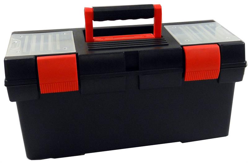 18 Plastic TOOL Box with Tray & Top Storage Bins
