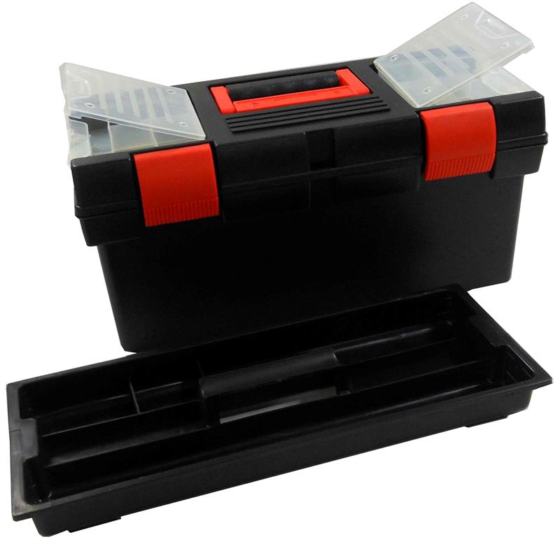 20 Plastic TOOL Box with Tray & Top Storage Bins