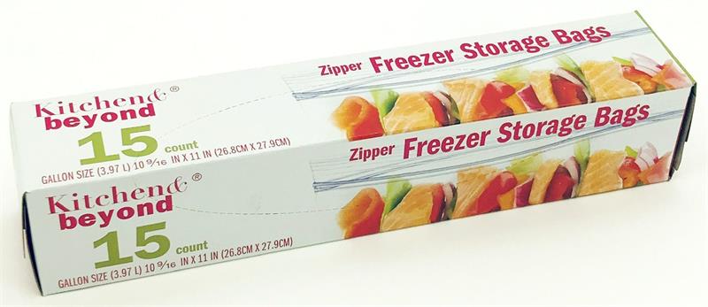 1-Gallon Zip-Lock Freezer Storage BAGS (15-Piece Box)